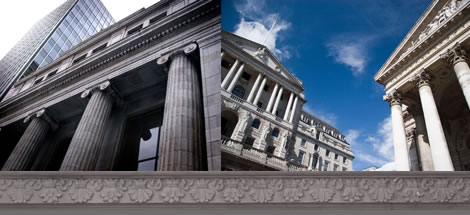 Images of banks and solid buildings